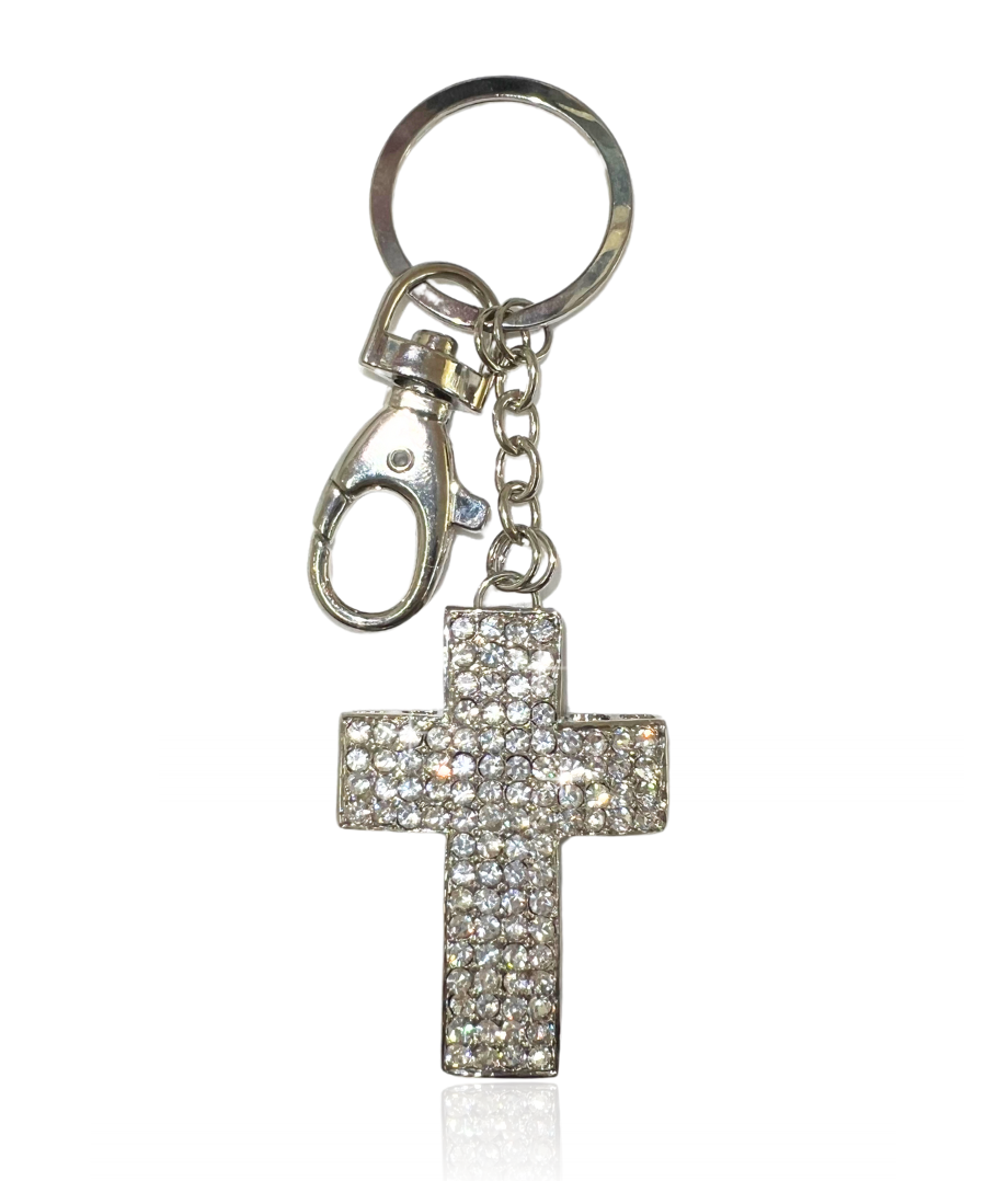 Sparkling Silver Cross Bag Charm | JKM and Company - Custom