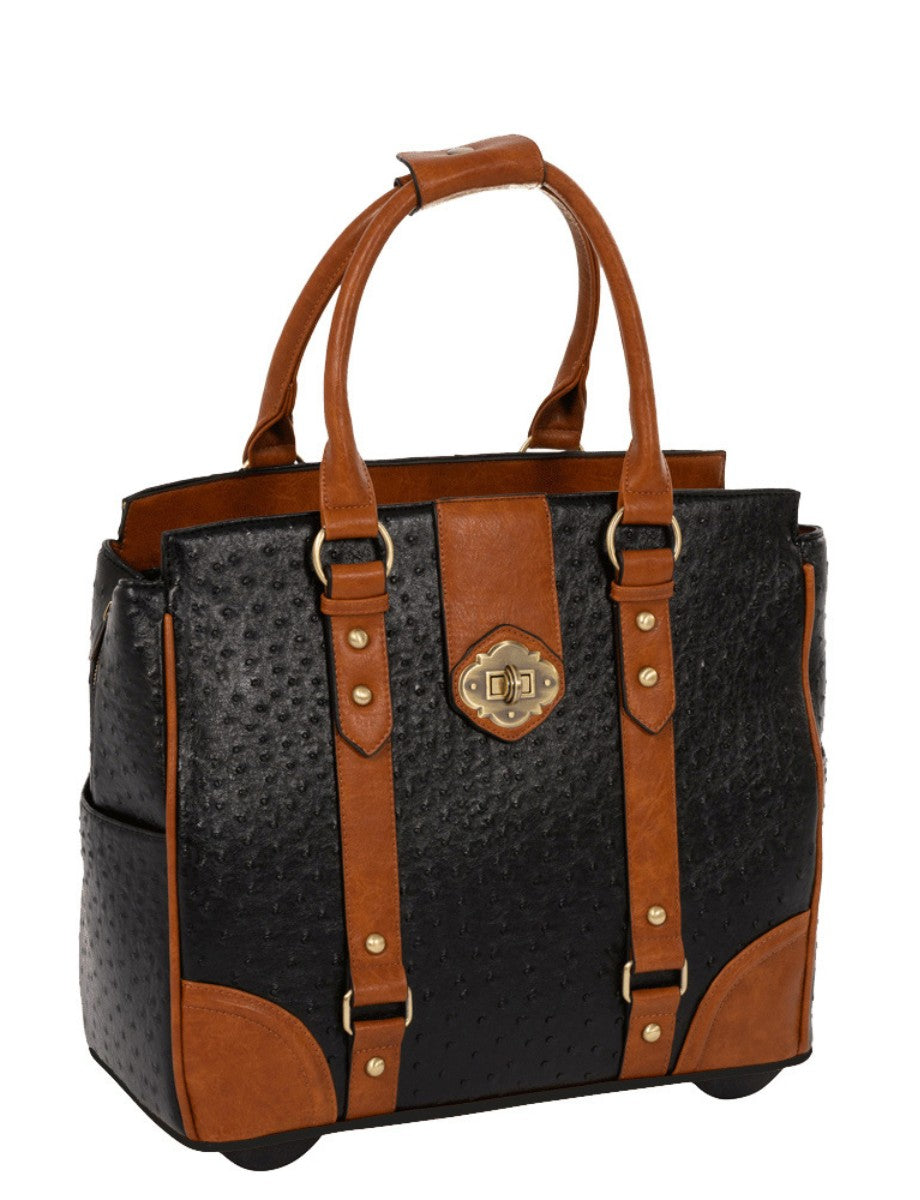 A-List Ostrich Rolling Laptop Bag for Women | Briefcase, Work Tote | Fits 13"-17" Laptop
