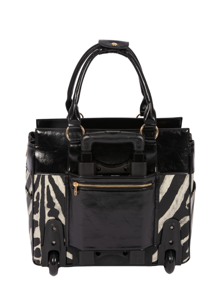 The SERENGETI Zebra Print Rolling Laptop Bag Travel Tote for