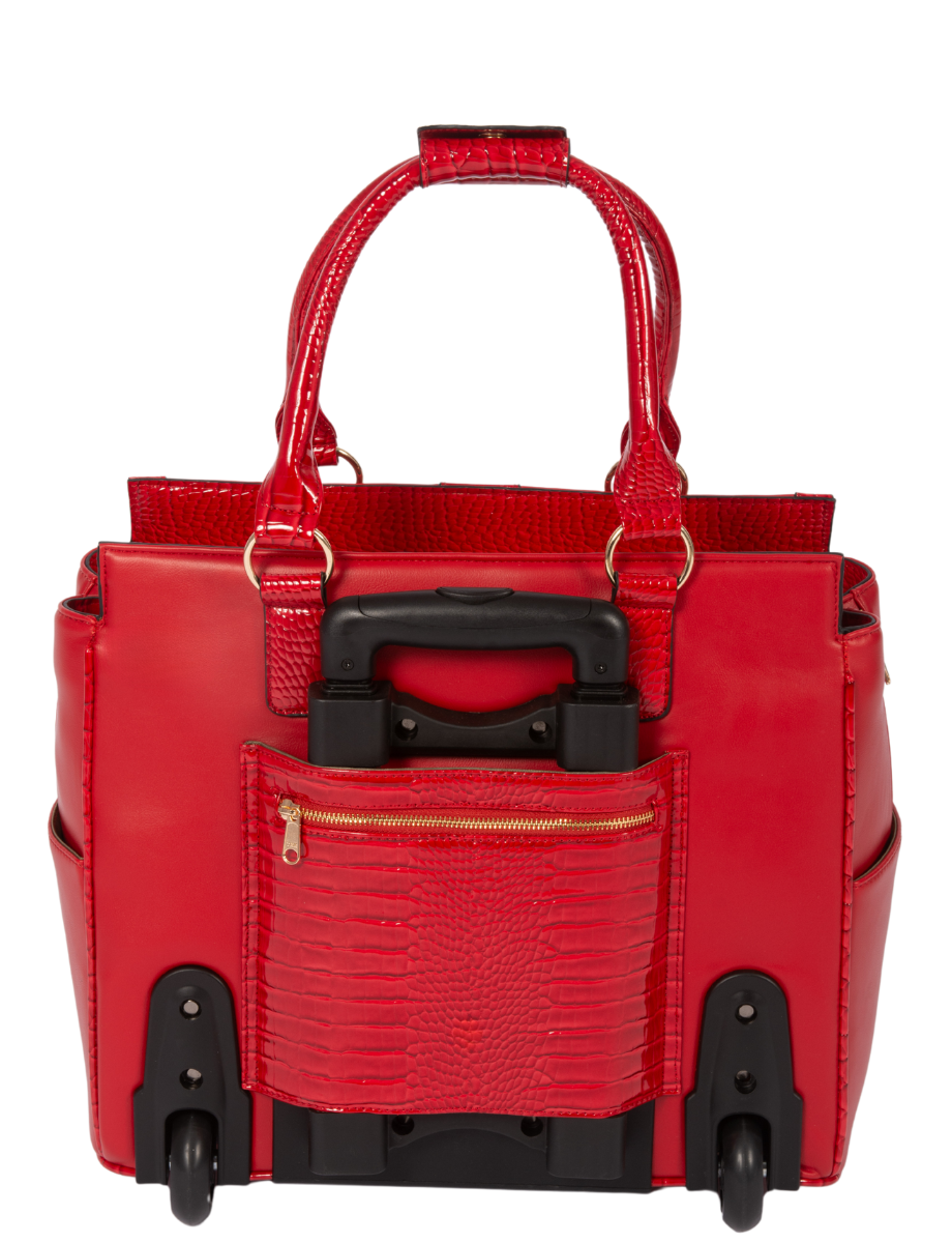 business travel tote bag The BELLA Red Rolling Laptop Bag | Travel Tote for Women | Fits 13"-17"  Laptops | JKM and Company