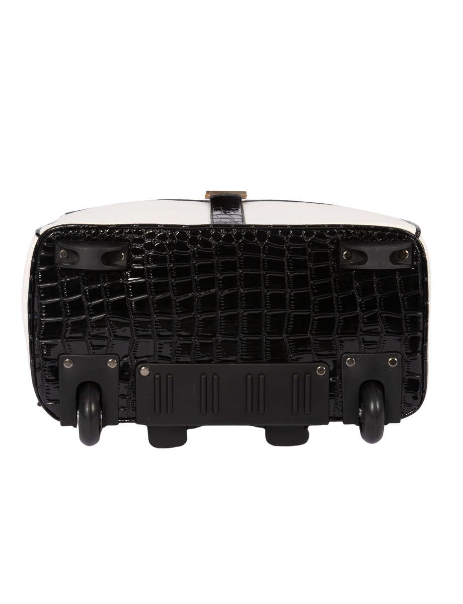 The STARLET Rolling Briefcase for Women - White/Black Rolling