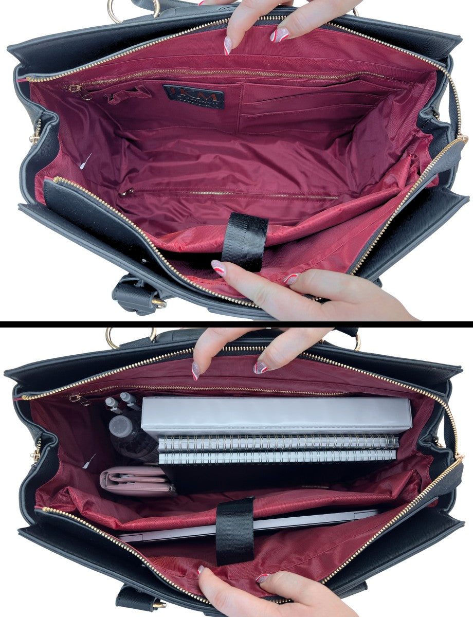 EXECUTIVE Black Rolling Briefcase for Women, Laptop Bag for Women Work Tote