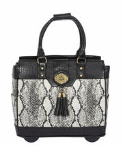 "THE FIRENZE" Python and Alligator Rolling iPad, Tablet Laptop Tote Briefcase or Carryall Bag