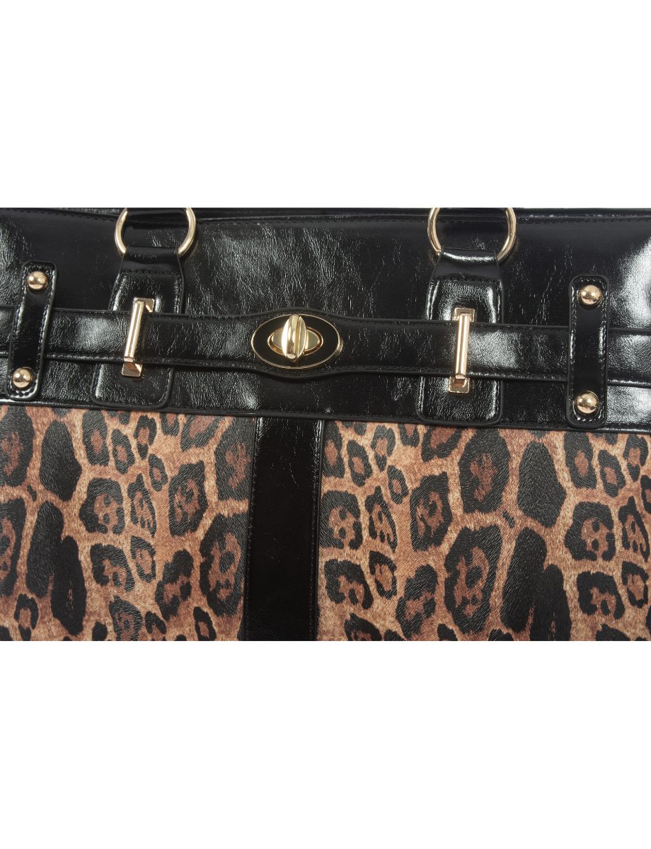 THE LONDON Leopard Print Rolling iPad, Tablet or Laptop Tote Briefcase Carryall Bag