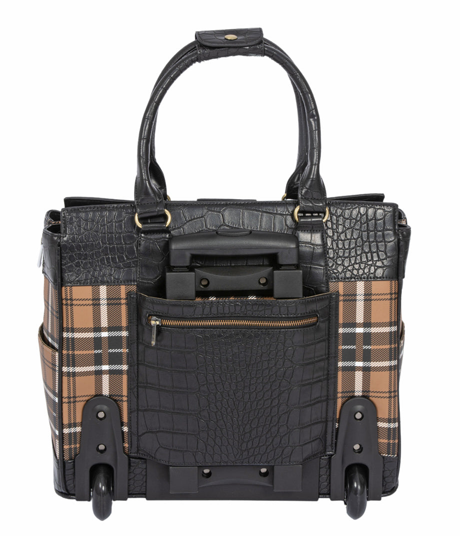 Chic Plaid Rolling Laptop Bag for Professional Women - Mad For Plaid