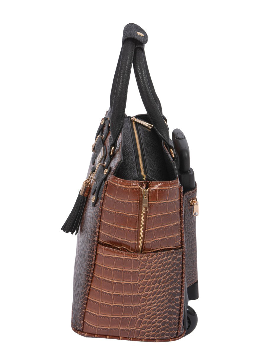 Manhattan Alligator Rolling Laptop Bag - Stylish Briefcase & Tote for Professional Women or Teacher - Fits 13"-17" Laptop