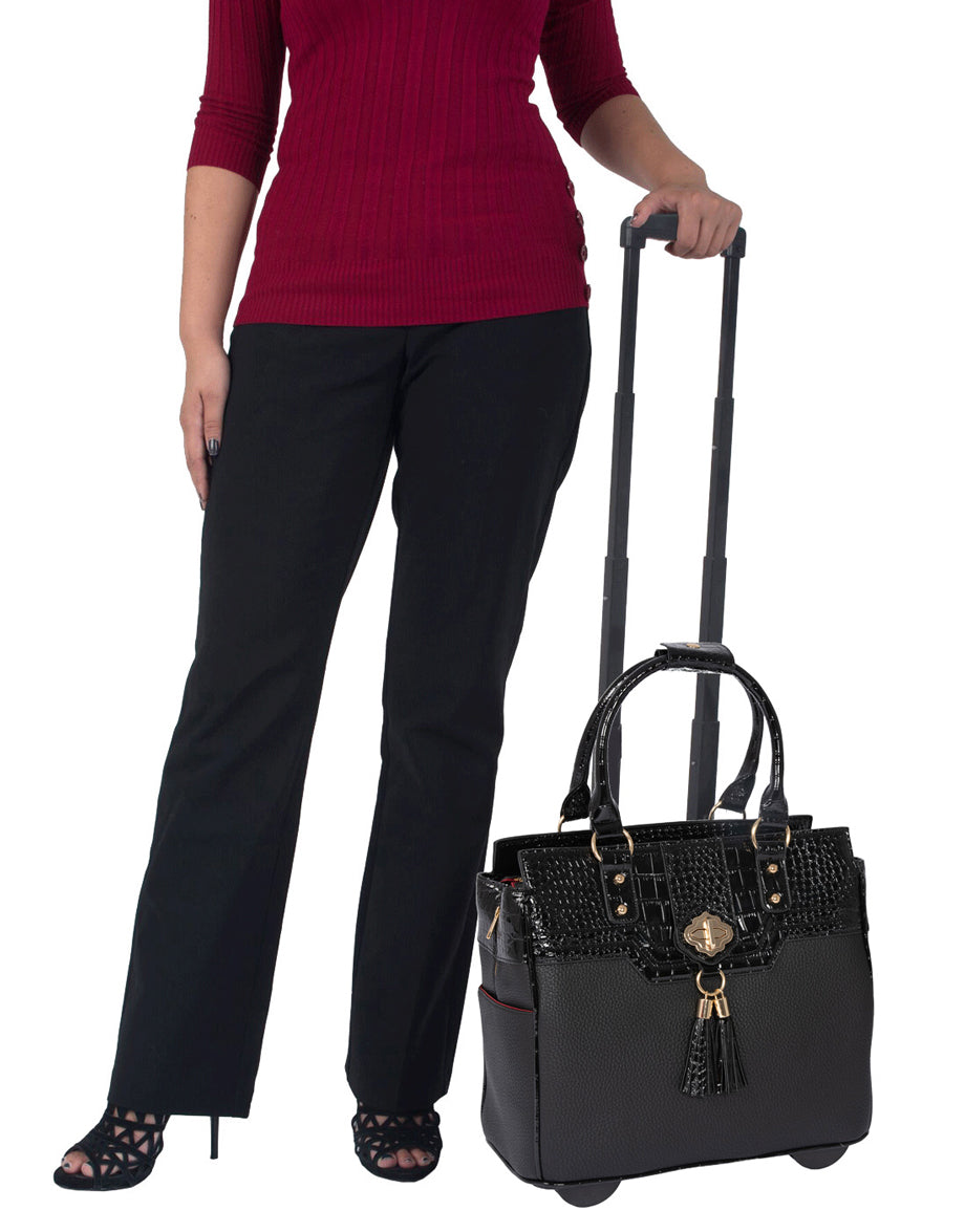 Stylish Ladies Laptop Bags Petite Manhattan Brown Alligator