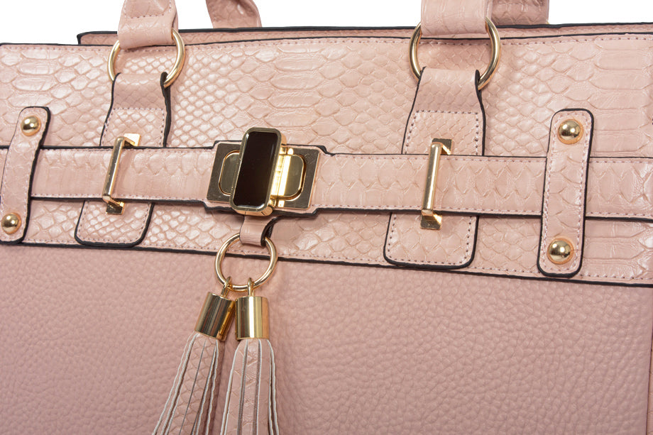The Portofino Pink Python Rolling iPad, Tablet Laptop Tote Carryall Bag