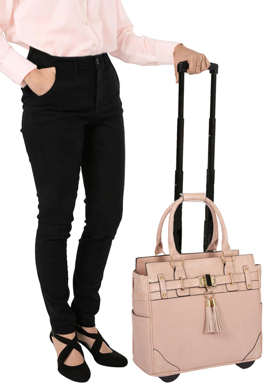  JKM & Company Firenze Rolling Briefcase for Women, Rolling  Laptop Bag Women, Fits Up to A 15.6-17 Laptop : Electronics