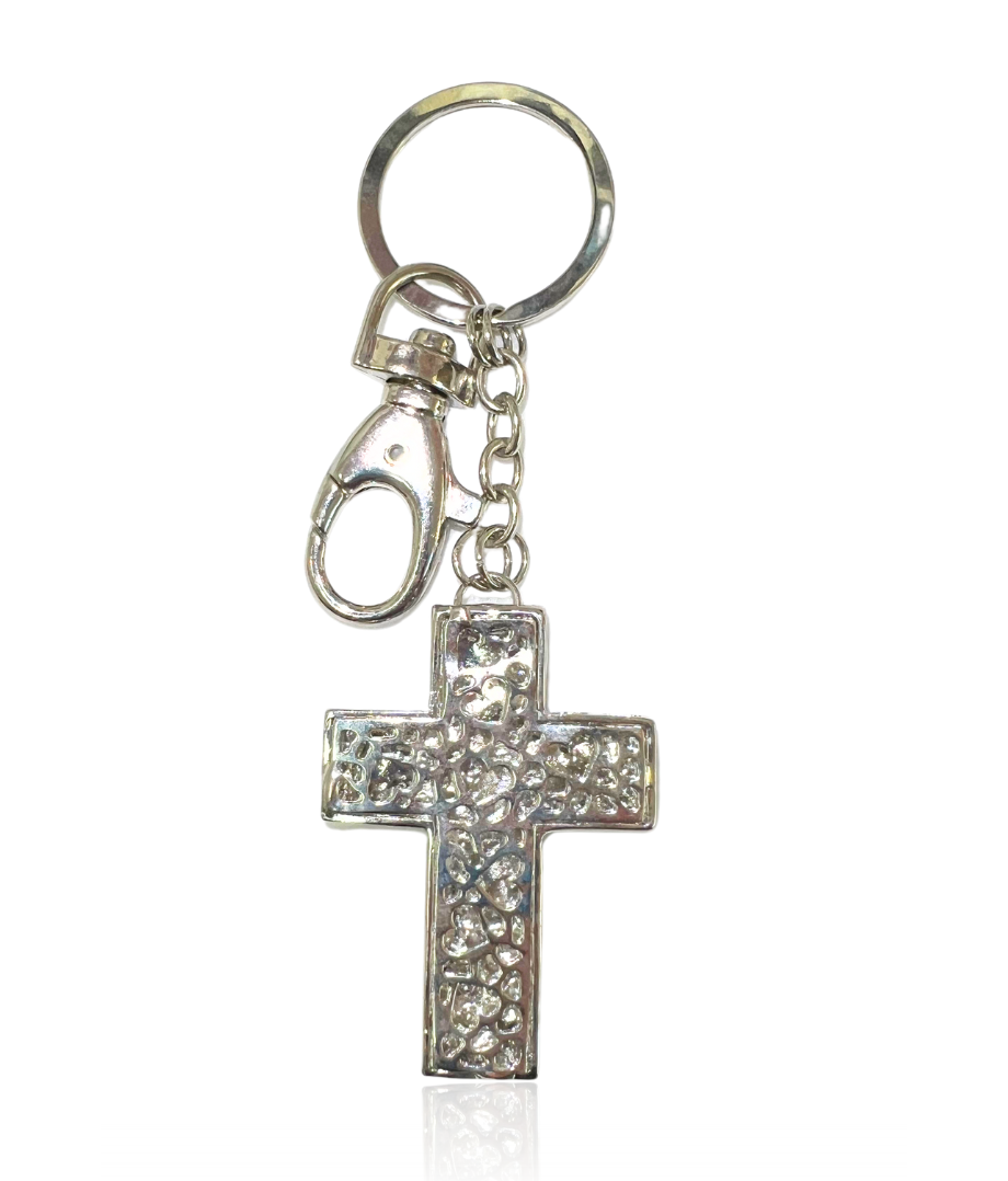 Sparkling Silver Cross Bag Charm | JKM and Company - Custom