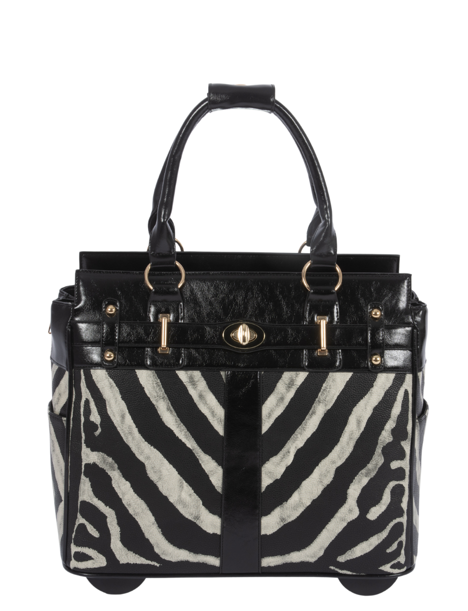 The Serengeti women's zebra print rolling laptop tote wheeled briefcase