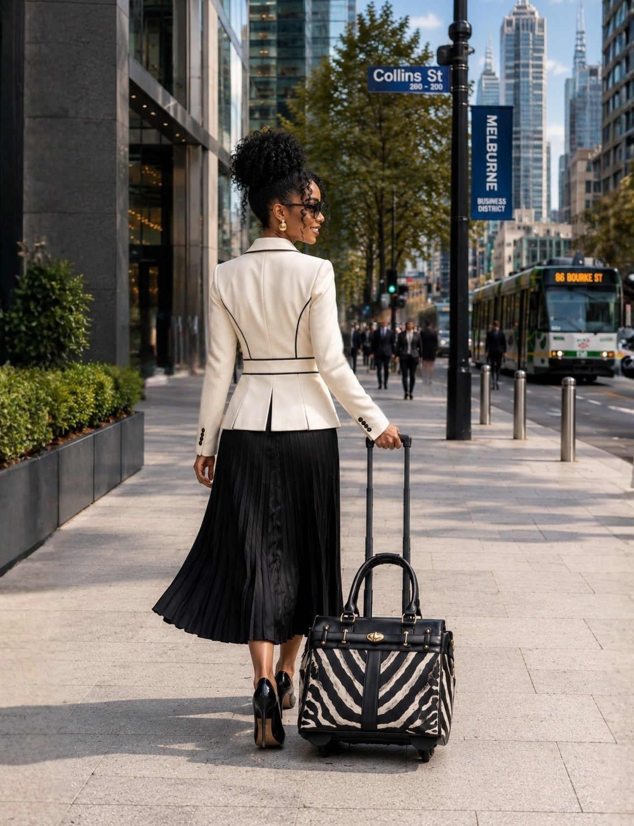 The Serengeti zebra print rolling laptop tote for women by JKM and Company