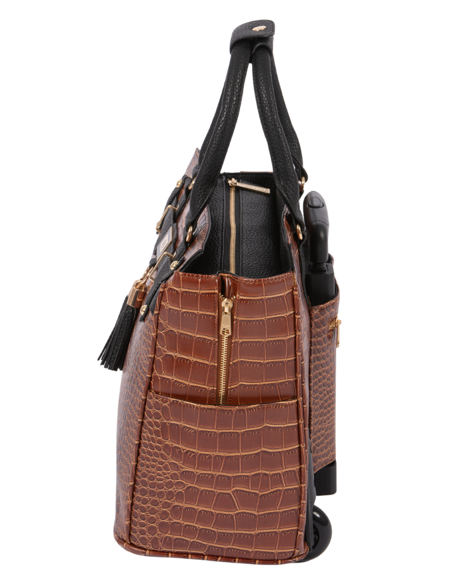 The side of a teacher tote bag with laptop compartment. These teacher accessories for women are teacher must haves elementary for gifts for teacher of the year looking for a teacher organizer. The ideal chic alternative to boring corporate backpacks.