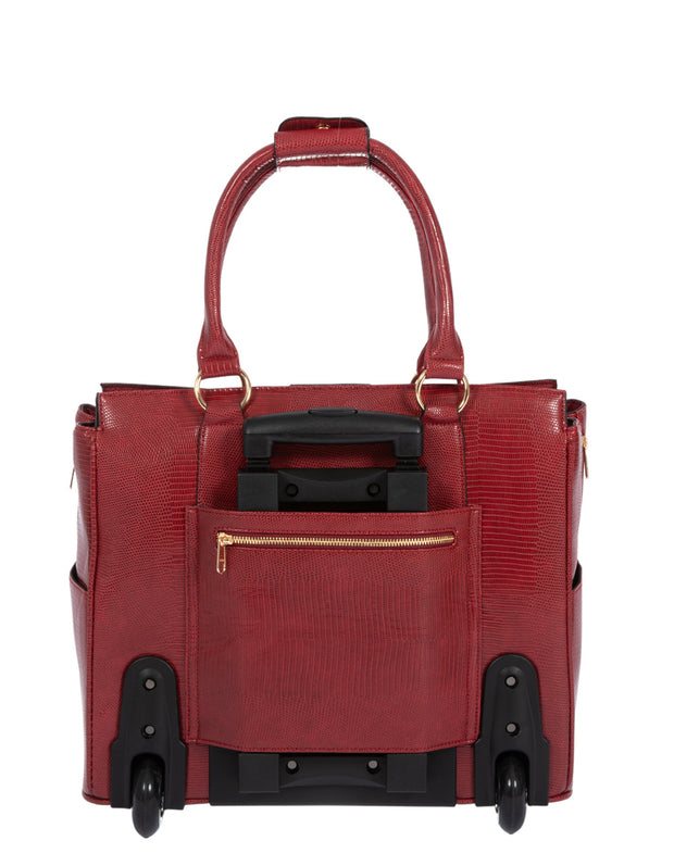 THE VICTORIA Reptile Pattern Rolling Laptop Bag, Rolling Briefcase for Women