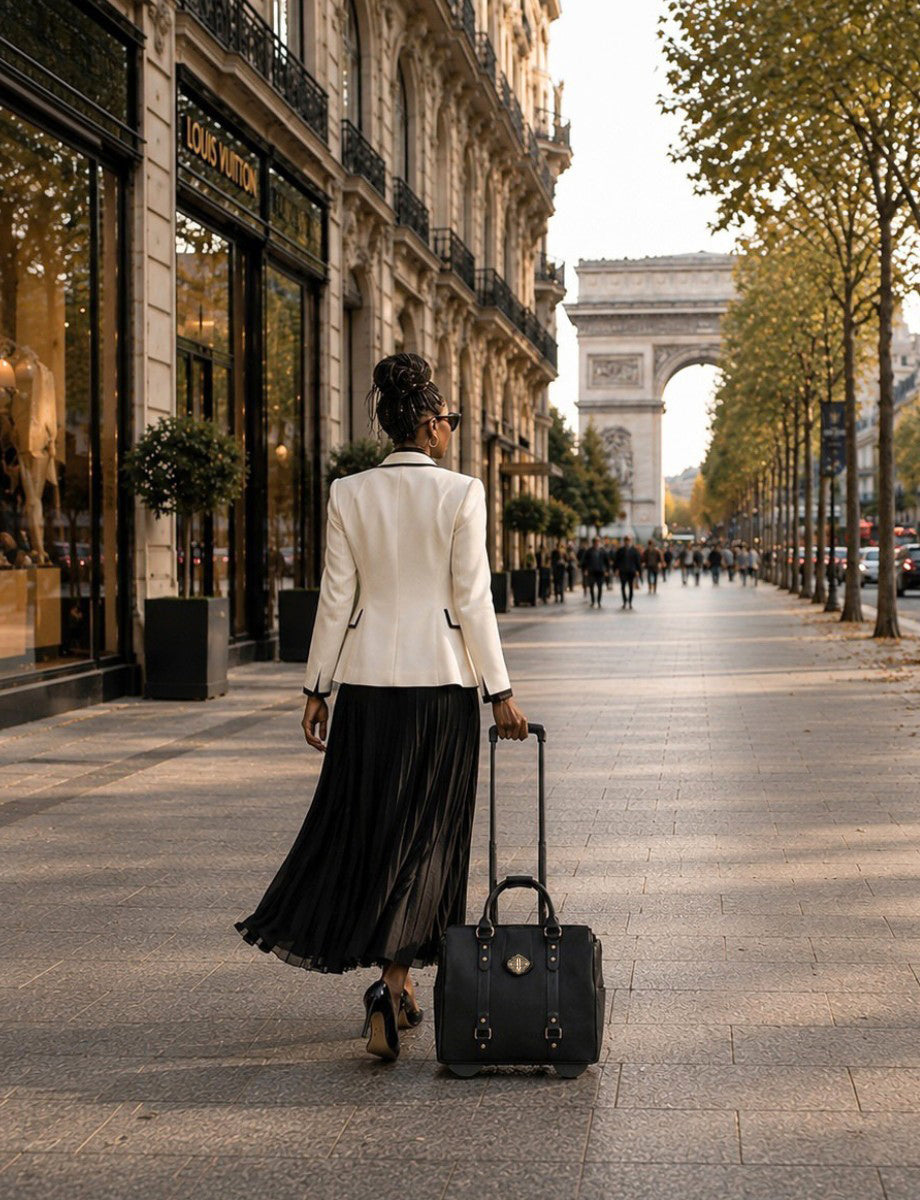 The Executive Black — sac à roulettes pour ordinateur portable femmes | JKM and Company livre en France, Belgique et Suisse