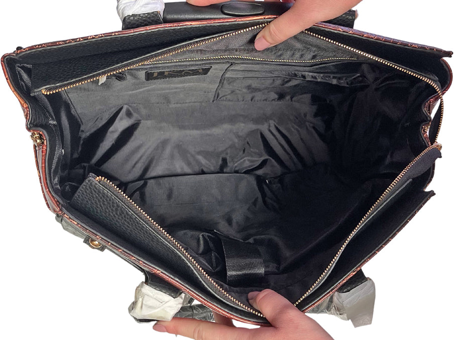 Interior of the womens briefcase laptop bag showing has ample space for all her essentials. The perfect valentines day gifts for women bulk has enough space for an office organizer, work notebook, business planner, and student teacher essentials.