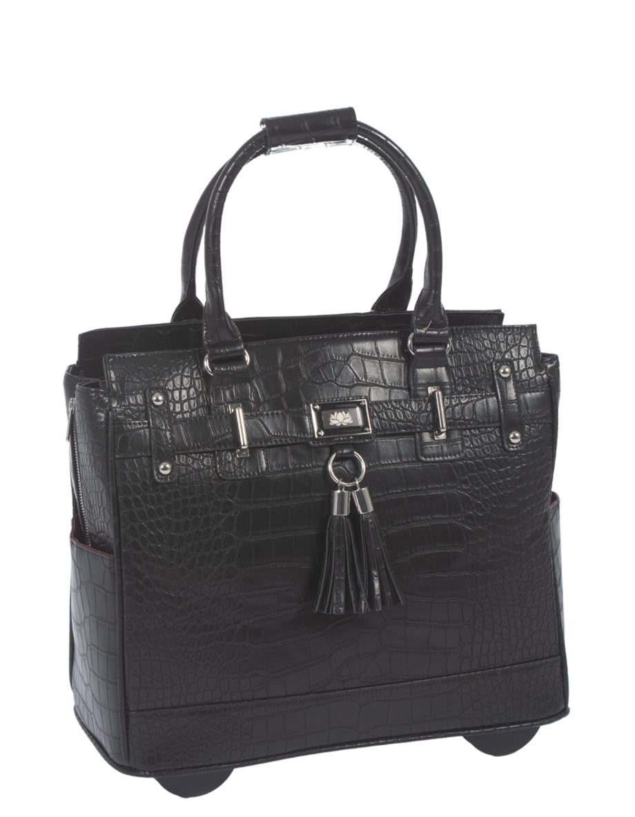 computer travel bag tote TIMELESS Black Alligator Rolling iPad, Tablet or Laptop Tote Carryall Bag |  JKM and Company