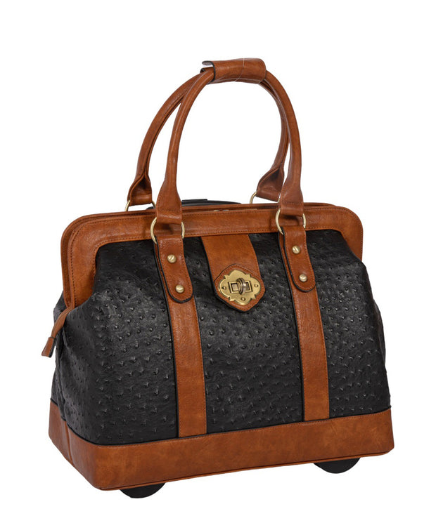 "THE CHARLOTTE" Ostrich Rolling Laptop Tote Briefcase Bag