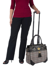 "THE CAMBRIDGE" Plaid Rolling Laptop Bag Carry All