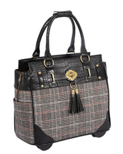 "THE CAMBRIDGE" Plaid Rolling Laptop Bag Carry All