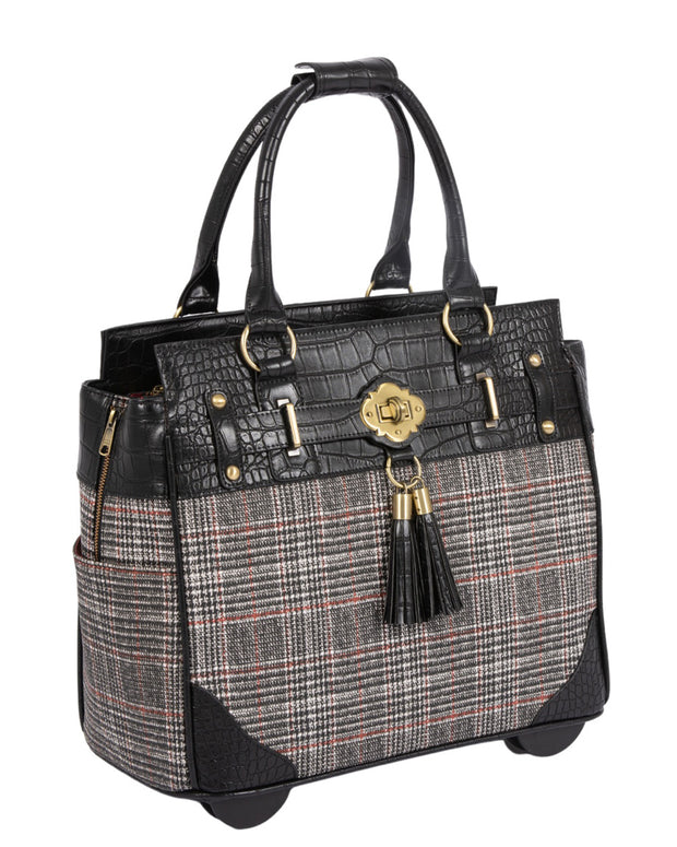 "THE CAMBRIDGE" Plaid Rolling Laptop Bag Carry All