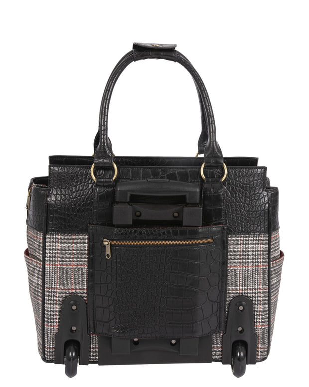 "THE CAMBRIDGE" Plaid Rolling Laptop Bag Carry All