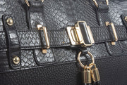 "THE MONTREAL" Black Python Rolling iPad, Tablet Laptop Tote Carryall Bag