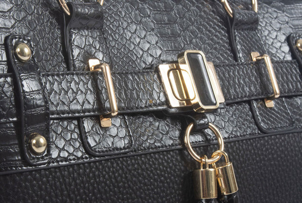 "THE MONTREAL" Black Python Rolling iPad, Tablet Laptop Tote Carryall Bag