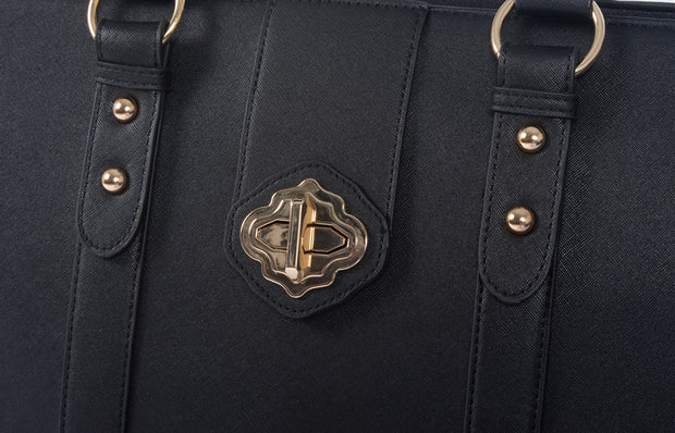 "THE EXECUTIVE" Black Computer iPad, Laptop Tablet Rolling Tote Bag Briefcase Carryall Bag - JKM and Company - Custom Rolling Handbags