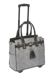"THE GREYSTONE" Alligator Rolling iPad, Tablet or Laptop Tote Carryall Bag
