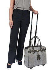 "THE GREYSTONE" Alligator Rolling iPad, Tablet or Laptop Tote Carryall Bag