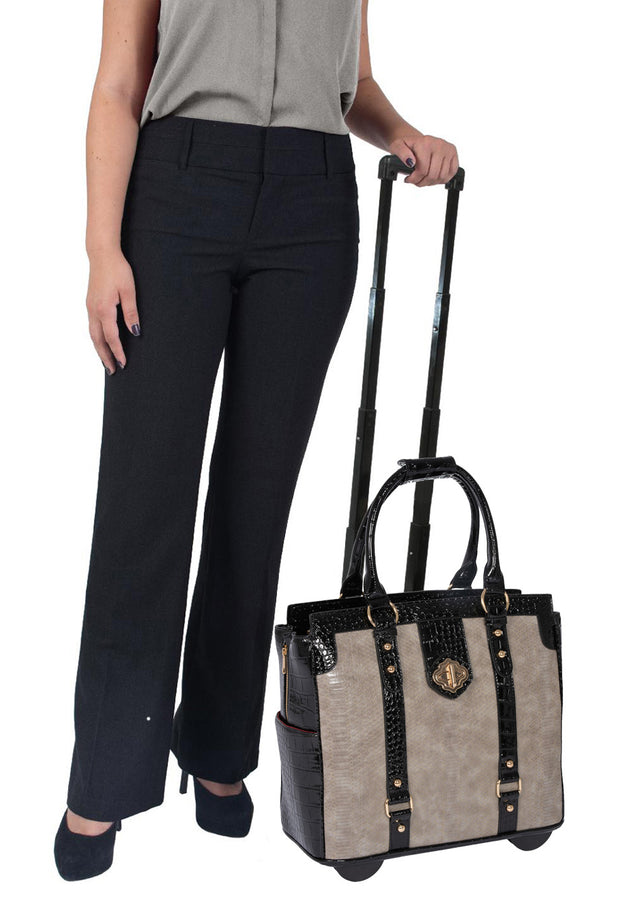 "THE PARISIAN" Python & Alligator Rolling Laptop Carryall Bag - JKM and Company - Custom Rolling Handbags
