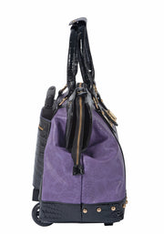 "THE DUCHESS" Purple Python Rolling Laptop Tote Briefcase Bag - JKM and Company - Custom Rolling Handbags