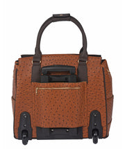 "THE UPTOWN" Ostrich Rolling iPad, Tablet Laptop Tote Carryall Bag - JKM and Company - Custom Rolling Handbags