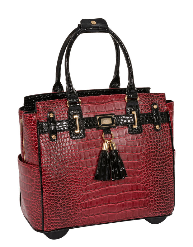 "THE WESTLAKE" Alligator Rolling  iPad, Tablet Laptop Tote Carryall Bag - JKM and Company - Custom Rolling Handbags