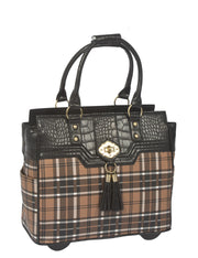 "MAD FOR PLAID" Rolling Laptop Computer Wheels Briefcase or Carryall Bag