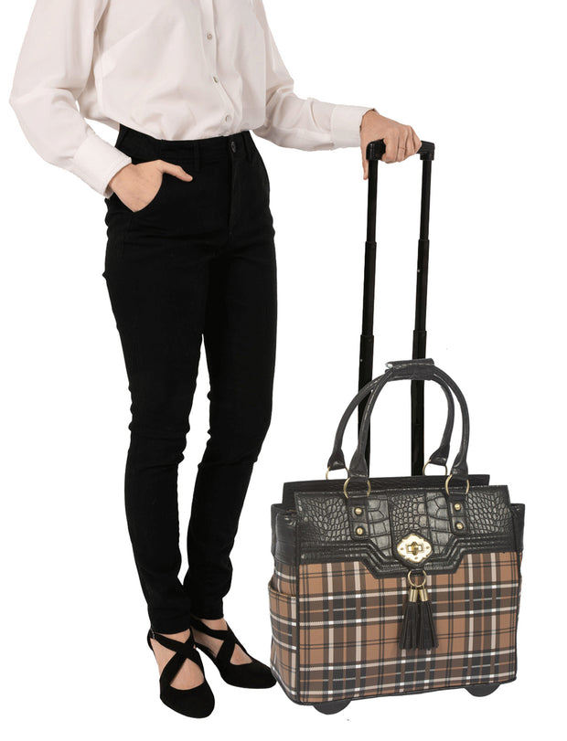 "MAD FOR PLAID" Rolling Laptop Computer Wheels Briefcase or Carryall Bag