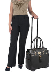 THE MONTREAL Black Python Rolling iPad, Tablet Laptop Tote Carryall Bag