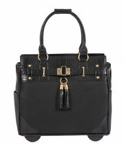 "THE MONTREAL" Black Python Rolling iPad, Tablet Laptop Tote Carryall Bag