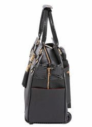 "THE MONTREAL" Black Python Rolling iPad, Tablet Laptop Tote Carryall Bag