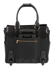"THE MONTREAL" Black Python Rolling iPad, Tablet Laptop Tote Carryall Bag