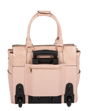 "THE PORTOFINO" Pink Python Rolling iPad, Tablet Laptop Tote Carryall Bag